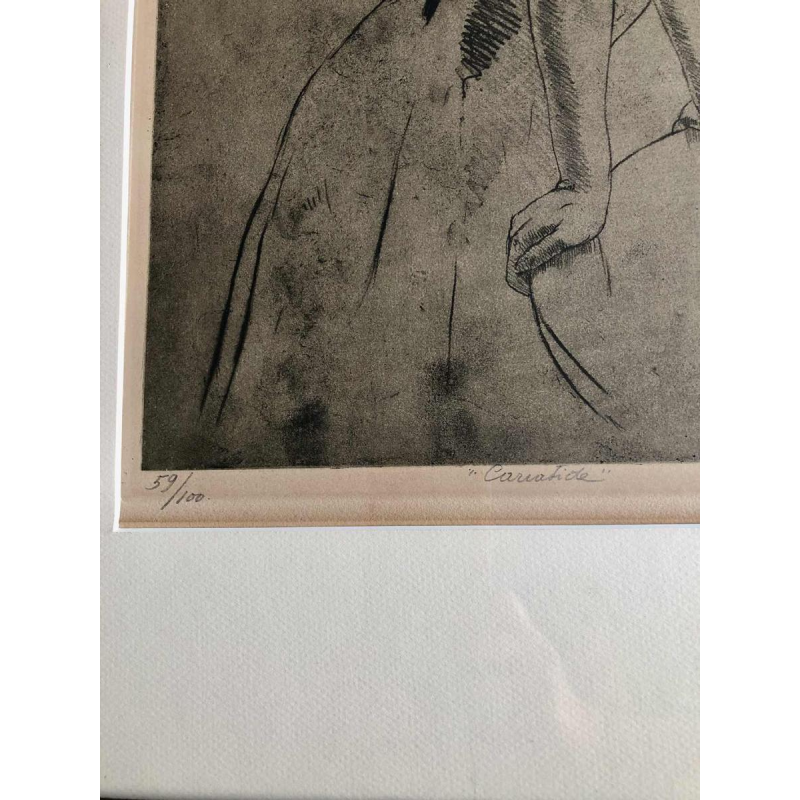 Henri Thomas ‘Cariatide’ lithograph 59/100 showing a woman in profile, ca 1900