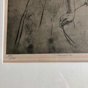 Henri Thomas “Cariatide” litho 59/100 met een vrouw in profiel, ca 1900