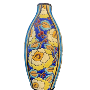 Boch frères La Louvière Kéramis, vase ovoïde Art Déco émaillé cloisonné en faïence, D2813 ca 1930