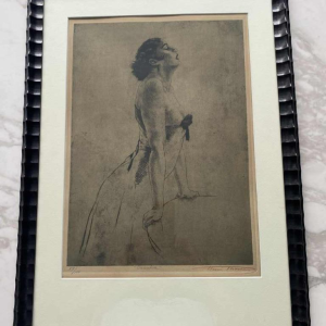 Henri Thomas ‘Cariatide’ lithograph 59/100 showing a woman in profile, ca 1900
