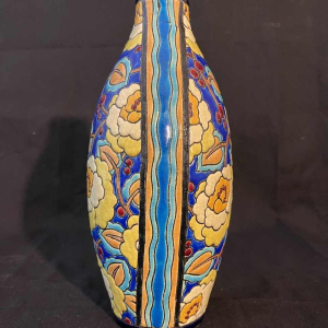Boch frères La Louvière Kéramis, cloisonné enamelled Art Deco ovoid earthenware vase, D2813 ca 1930