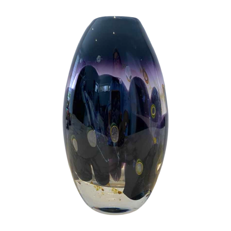 Louis Leloup, vase en cristal soufflé mauve