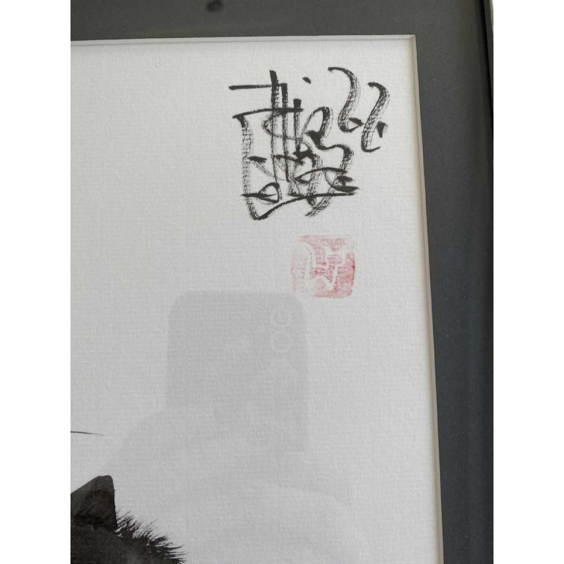 Laszlo TIBAY - Chats - dessin original, encre de chine sur papier velin contrecollé, 1962