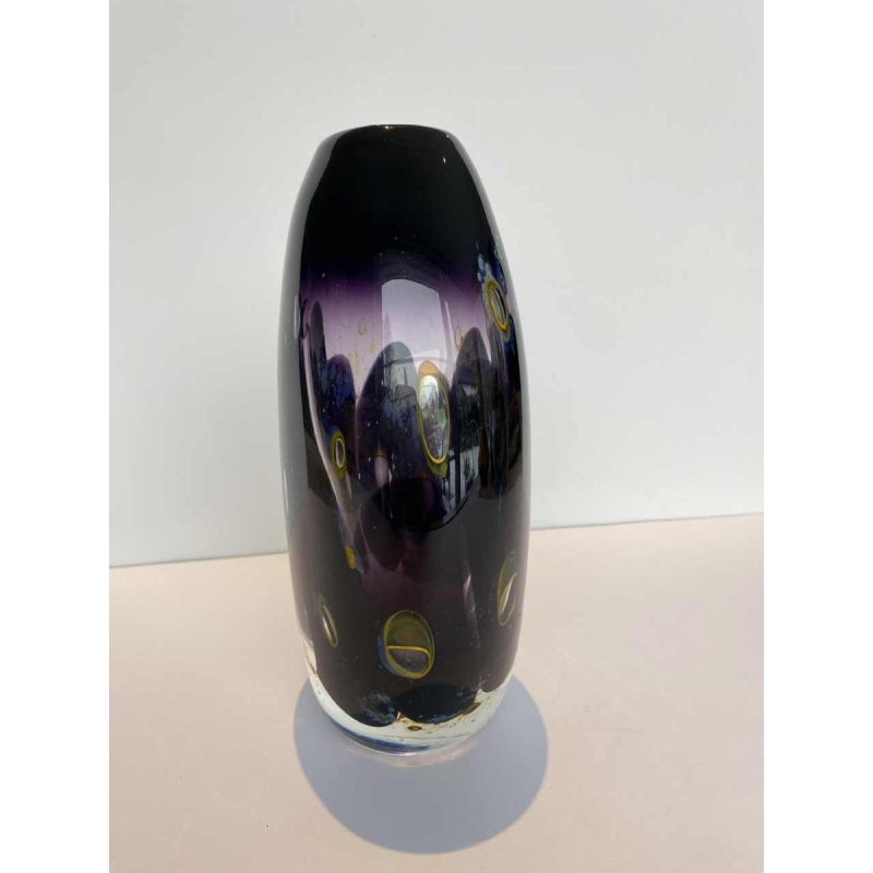 Louis Leloup, vase en cristal soufflé mauve