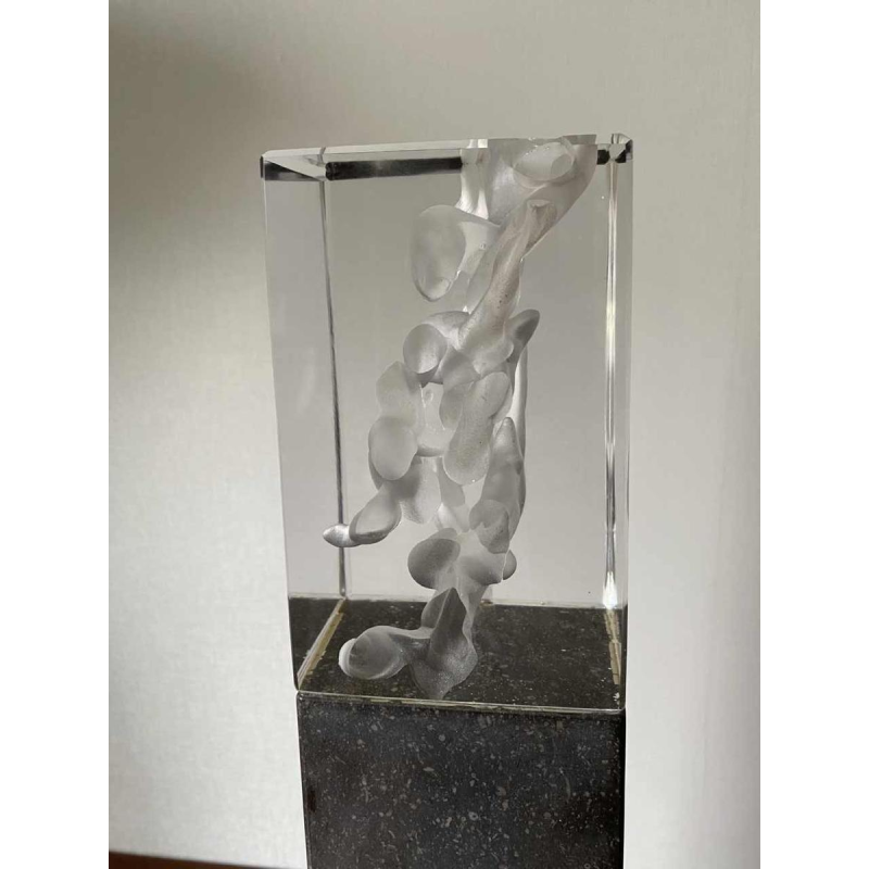 "Metronome" sculpture in glass, stone and bronze, C. Beerden