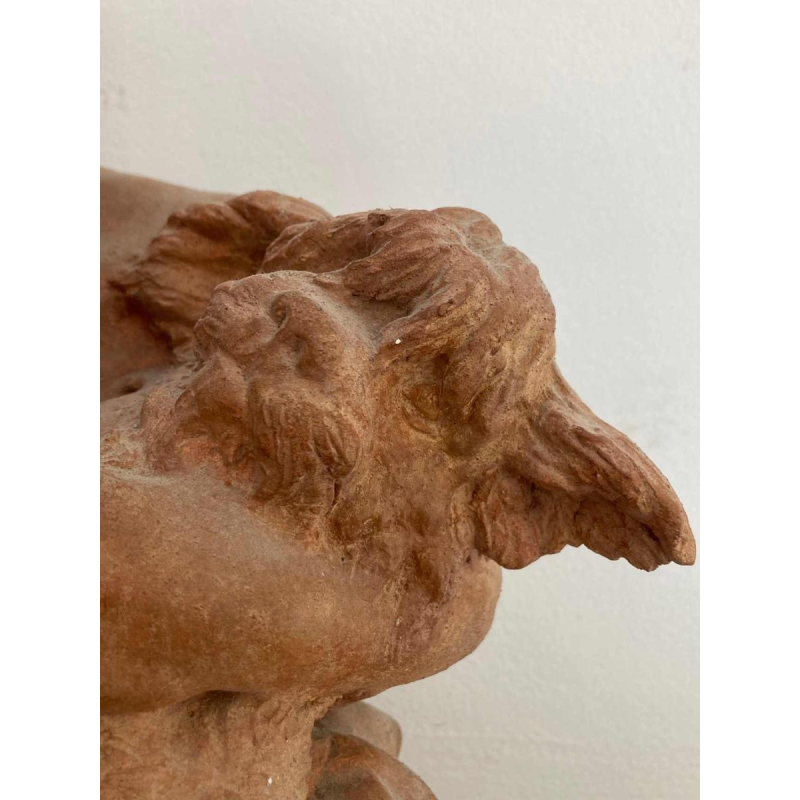 Namur Émilie Jean Fe. 'Child with dog' terracotta sculpture 1877