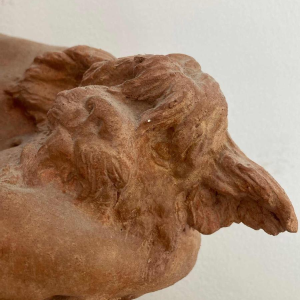 Namur Émilie Jean Fe. 'Enfant avec chien' sculpture en terre cuite 1877