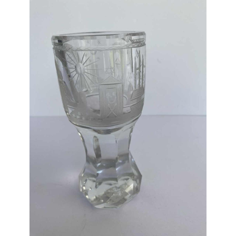 Verre maçonnique gravé, 19ème siècle