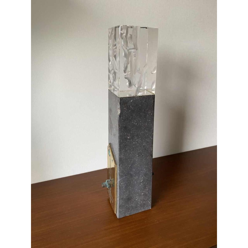 "Metronome" sculpture in glass, stone and bronze, C. Beerden