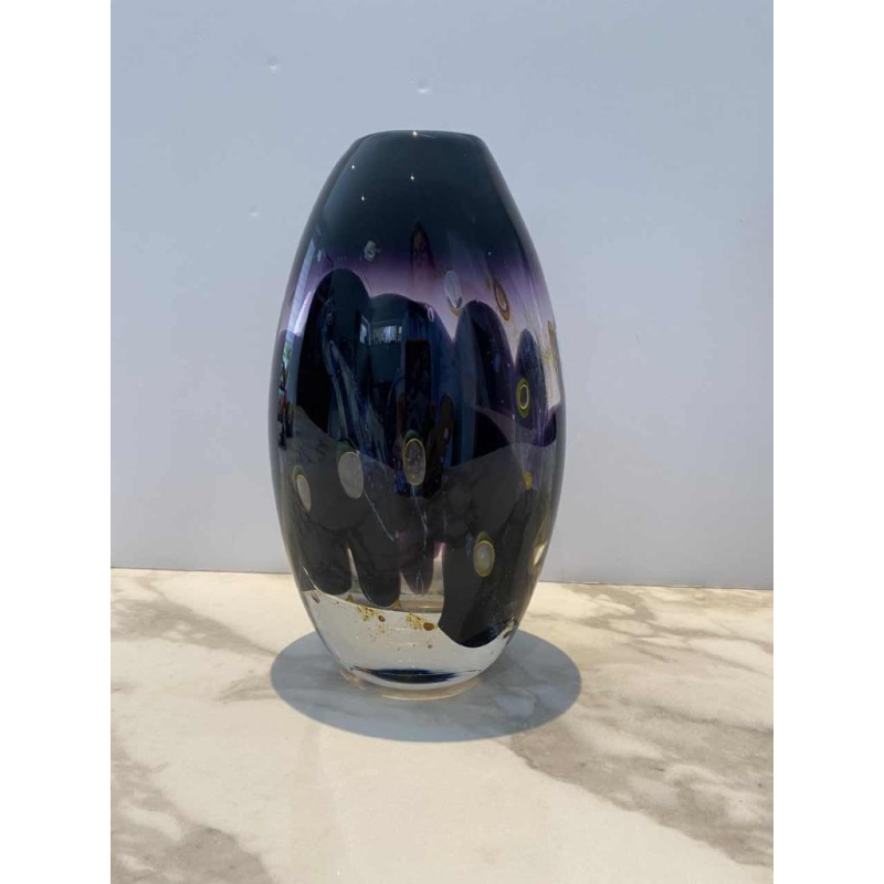 Louis Leloup, vase en cristal soufflé mauve