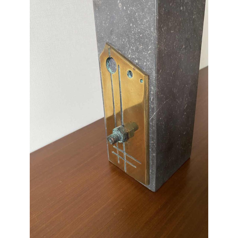 "Metronome" sculpture in glass, stone and bronze, C. Beerden