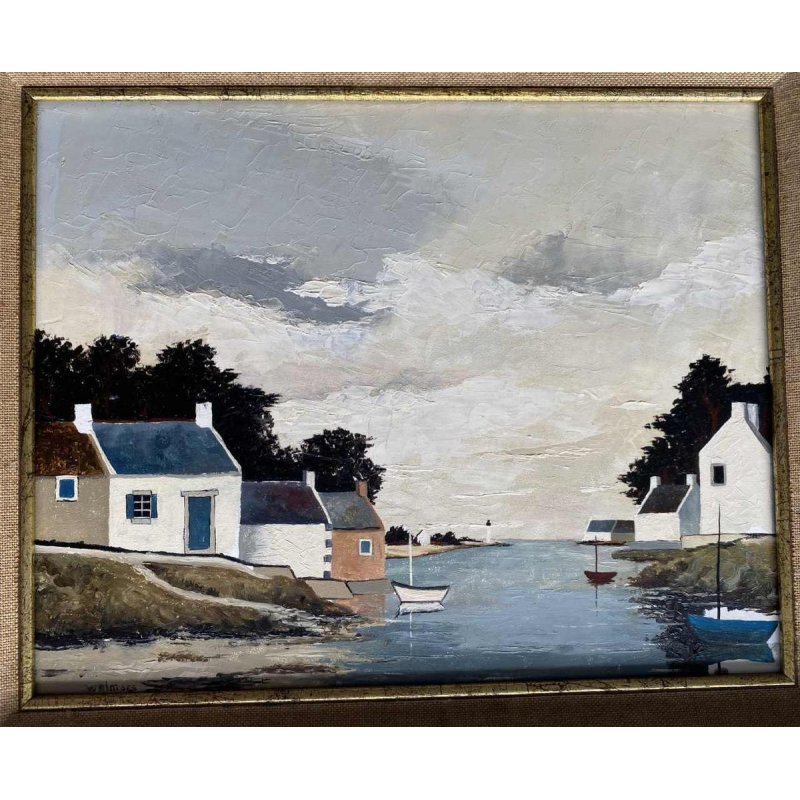 Jacques Wolmans 'Paysage maritime' tableau huile sur panneau, XXe s