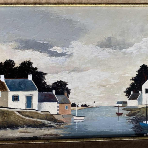 Jacques Wolmans 'Paysage maritime' schilderij olieverf op paneel, 20ste eeuw