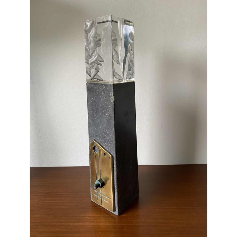 "Metronome" sculpture in glass, stone and bronze, C. Beerden