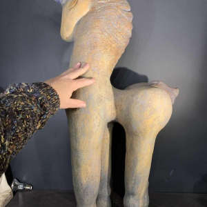 KATARZYNA NOWAK, Belangrijke sculptuur "UNICORN" Eenhorn Paard Terracotta 2010s