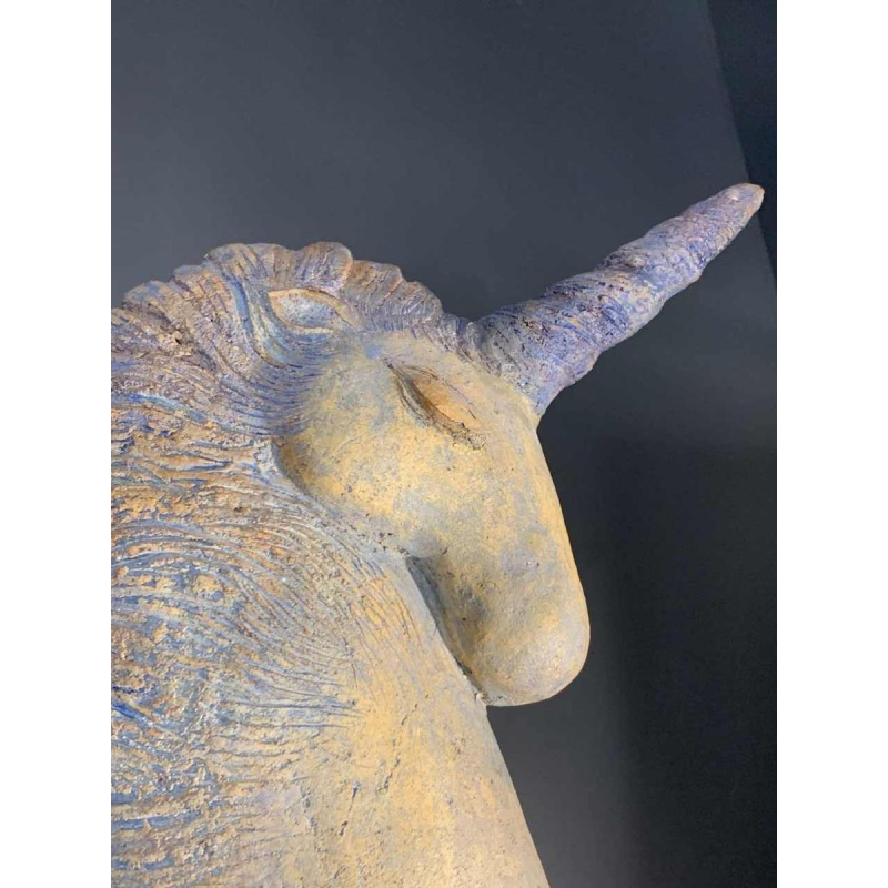 KATARZYNA NOWAK, Importante Sculpture "UNICORN" Licorne Cheval Terre Cuite 2010s