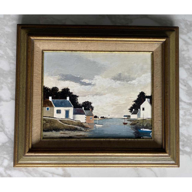 Jacques Wolmans 'Paysage maritime' schilderij olieverf op paneel, 20ste eeuw