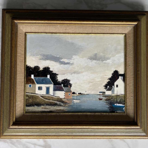 Jacques Wolmans 'Paysage maritime' schilderij olieverf op paneel, 20ste eeuw