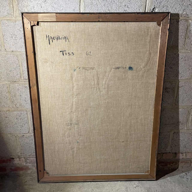 MACKOWIAK ERWIN "Tiss" Belgian abstract painting, oil on canvas, 1962