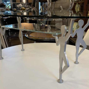 Anthropomorphic Memphis Coffee Table "Characters" Lacquered Metal and Glass, ca