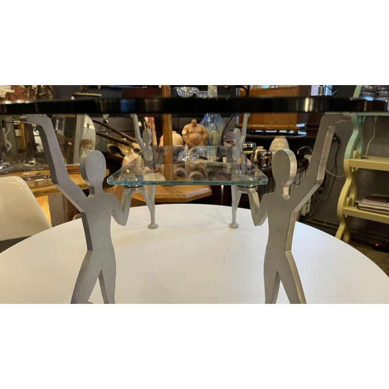 Anthropomorphic Memphis Coffee Table "Characters" Lacquered Metal and Glass, ca