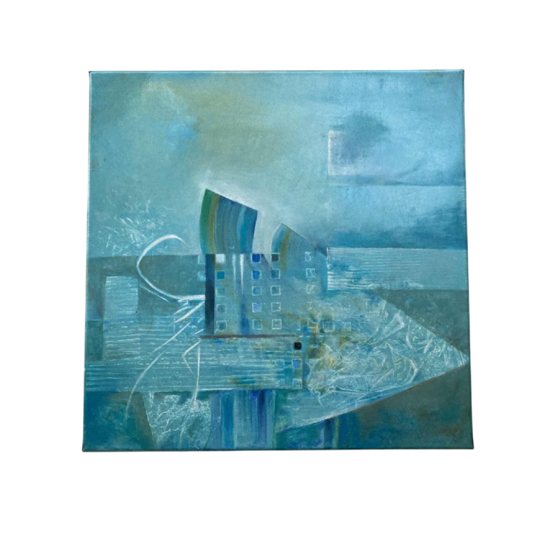Jacques Zimmermann "Les quarillots" tableau abstrait, peinture huile sur toile