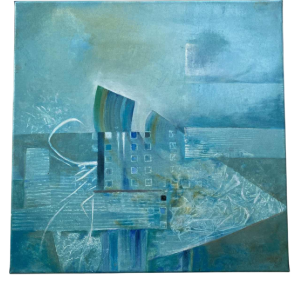 Jacques Zimmermann "Les quarillots" tableau abstrait, peinture huile sur toile