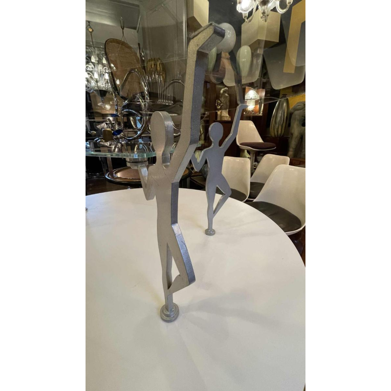 Table Basse Anthropomorphe Memphis "Personnages" Me´tal Laque´ et Verre, ca 1980