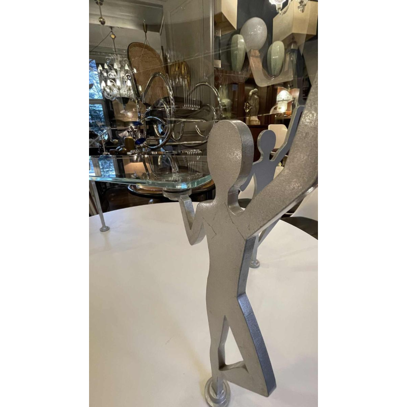 Anthropomorphic Memphis Coffee Table "Characters" Lacquered Metal and Glass, ca