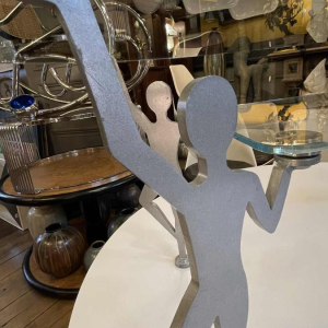 Antropomorfe Memphis Salontafel "Characters" Gelakt metaal en glas, ca 1980