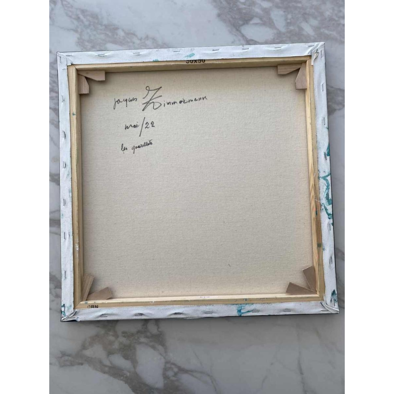 Jacques Zimmermann "Les quarillots" tableau abstrait, peinture huile sur toile