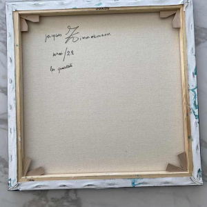 Jacques Zimmermann "Les quarillots" tableau abstrait, peinture huile sur toile