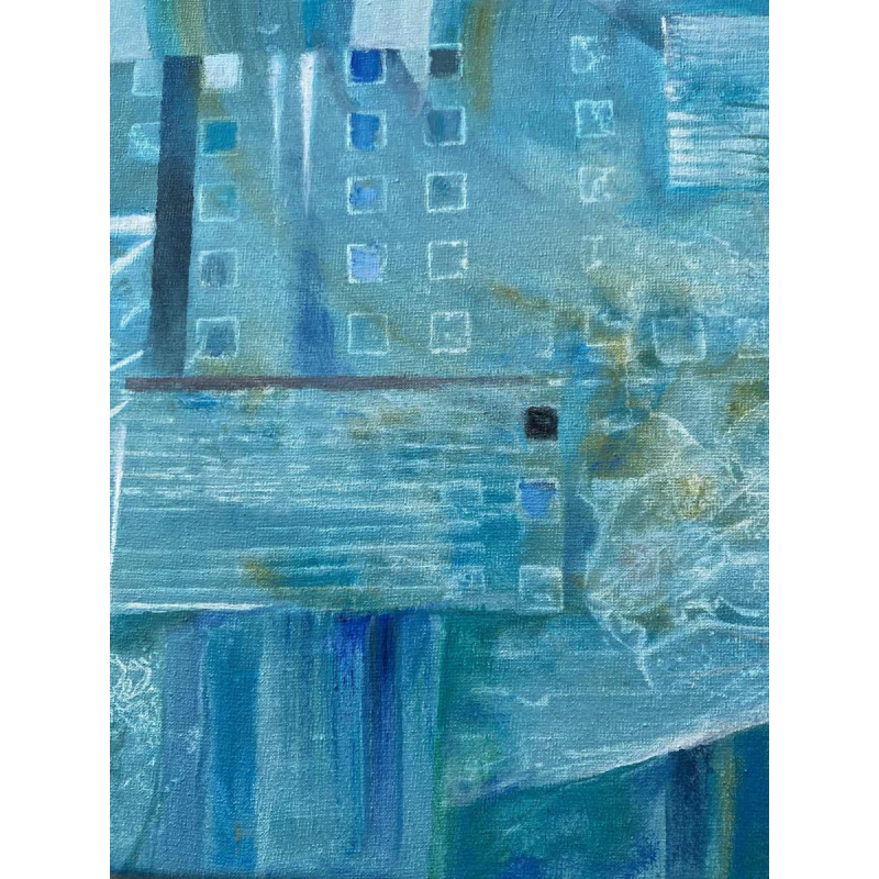 Jacques Zimmermann "Les quarillots" tableau abstrait, peinture huile sur toile