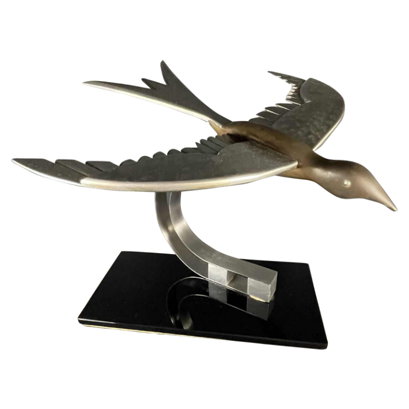 Art Deco Dierensculptuur "Vogel" Aluminium / Staal / Bronz, ca 1930