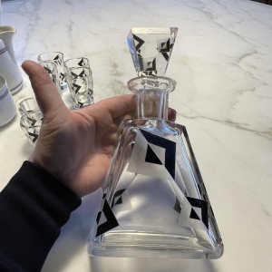 Karl Palda, Service a` liqueur Art De´co en cristal, de´cor cubiste, ca 1930