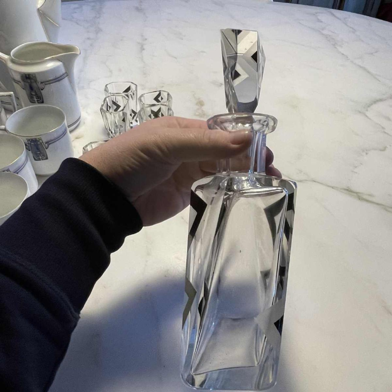 Karl Palda, Service a` liqueur Art De´co en cristal, de´cor cubiste, ca 1930