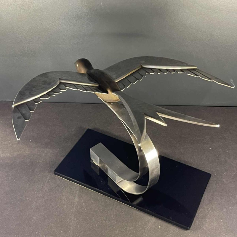 Art Deco Dierensculptuur "Vogel" Aluminium / Staal / Bronz, ca 1930