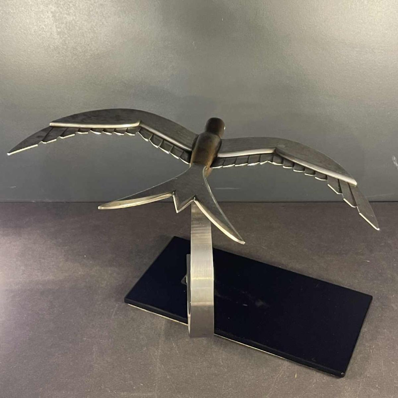 Art Deco Dierensculptuur "Vogel" Aluminium / Staal / Bronz, ca 1930