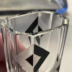 Karl Palda, Art Deco crystal liqueur service set, cubist decor, ca 1930