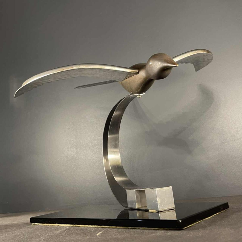 Art Deco Dierensculptuur "Vogel" Aluminium / Staal / Bronz, ca 1930