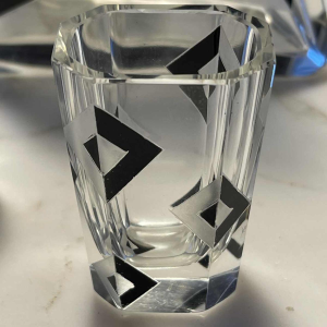 Karl Palda, Art Deco crystal liqueur service set, cubist decor, ca 1930