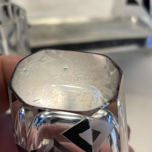 Karl Palda, Art Deco kristallen likeur servies set, kubistisch decor, ca 1930