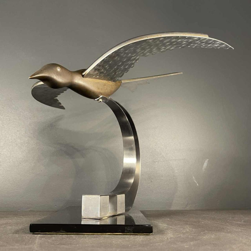 Art Deco Animal Sculpture "Bird" Aluminum / Steel / Bronze, ca 1930s