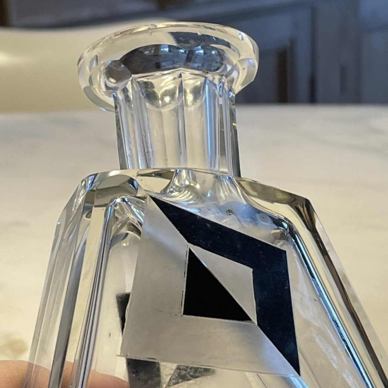 Karl Palda, Art Deco kristallen likeur servies set, kubistisch decor, ca 1930