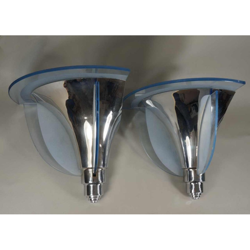 Petitot : paire d'appliques d'angle art déco, France 1935