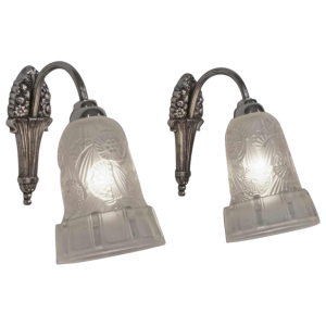 Hettier & Vincent : een paar Franse 1930 art deco wandlampen