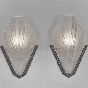 Jean Gauthier (EJG) : een paar Franse 1930 art deco wandlampen