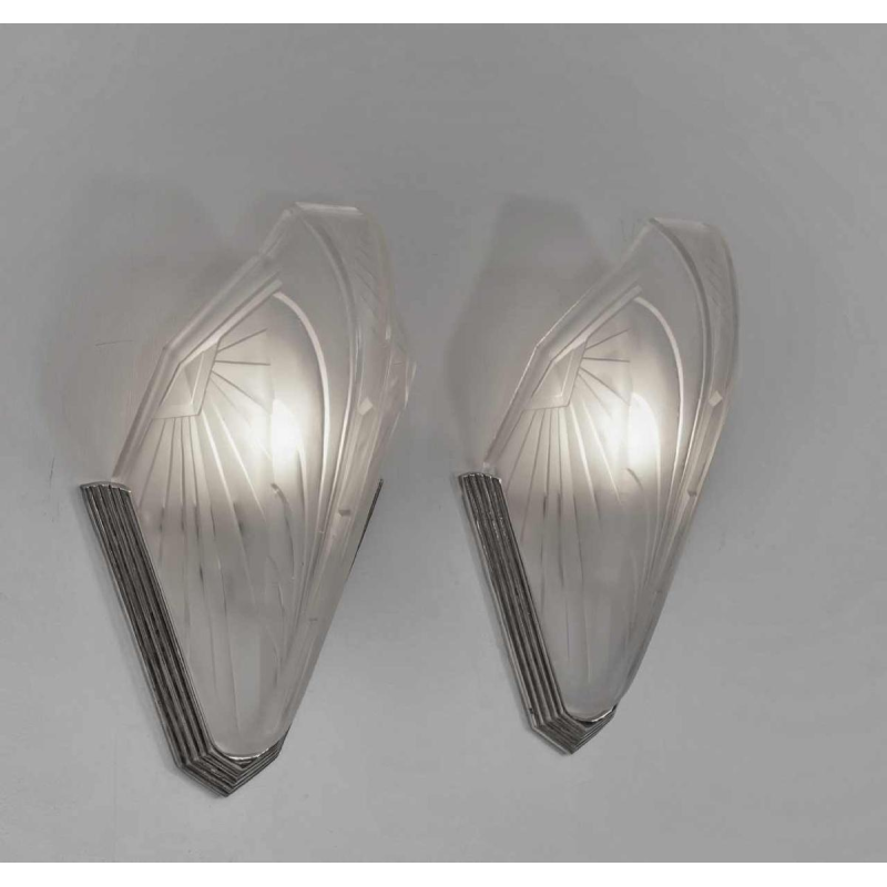 Jean Gauthier (EJG) : a pair of French art deco wall sconces, 1930 France