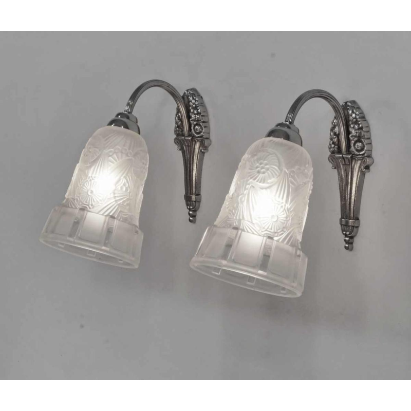Hettier et Vincent : paire d'appliques art deco, 1930 France
