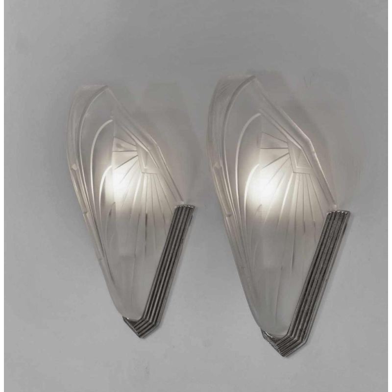 Jean Gauthier (EJG) : a pair of French art deco wall sconces, 1930 France